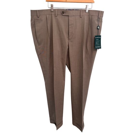 Lauren Ralph Lauren Men’s Dress Pants 42W x 30L | UltraFlex | Taupe - Picture 2 of 6